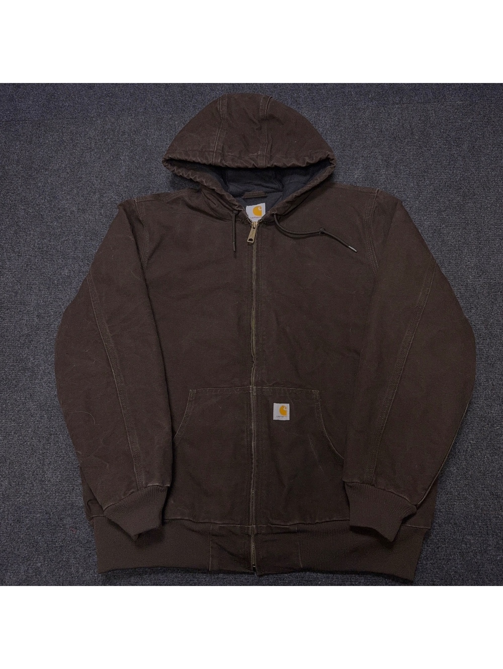 Carhartt Women's Utility Jacket Large Brown Hooded Quilted Lined